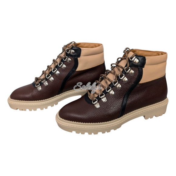 Beklina Castagna Chocolate Brown Pebbled Leather Ankle Hiking Boot Womens 10 NEW - Picture 5 of 10